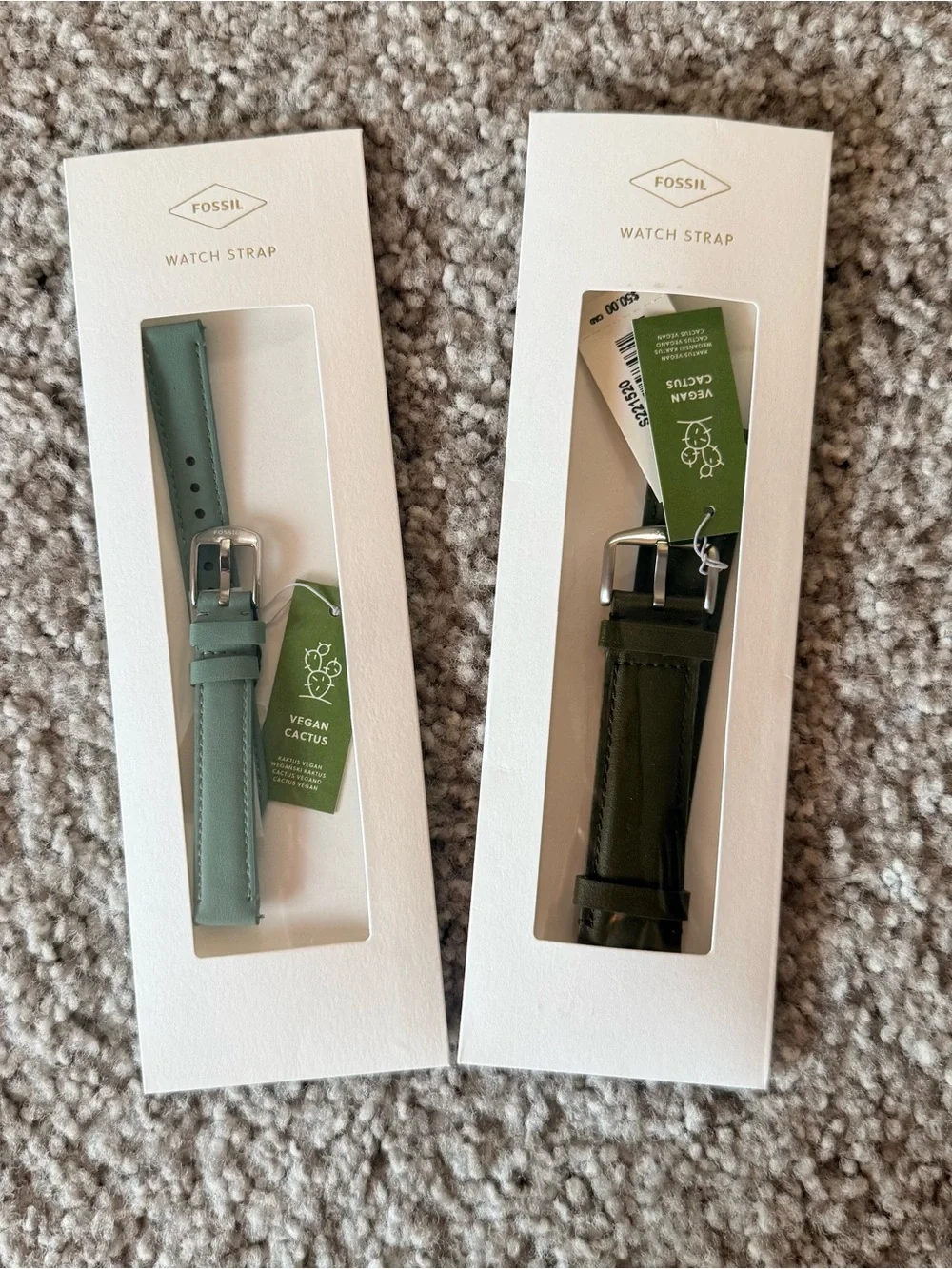 Fossil Vegan Cactus Watch Straps 2 Pack — 14mm Blue & 22mm Olive